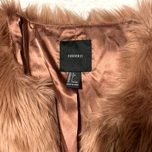 Forever 21 Fluffy Faux Fur Rose Gold Jacket